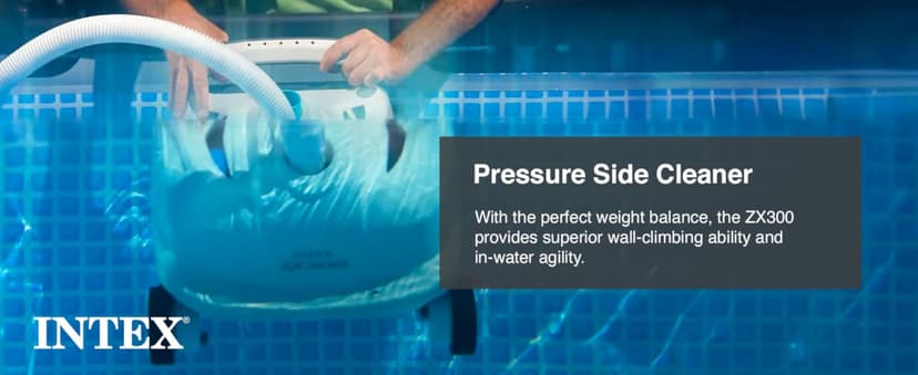 INTEX Deluxe Pressure-Side Above Ground Automatic Pool Cleaner Vacuum - For Bigger Pools – Cleans Pool Floors and Walls – Removes Debris – Removable Filter Tray – 21ft Tangle Free Hose