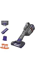 BLACK+DECKER dust buster Handheld Vacuum Cordless, Pet Hair Vacuum, Portable for Home and Car with Pet Brush, Rechargeable, Powerful Suction, Washable Bowl Filter,furbuster AdvancedClean (HHVK515JP07)