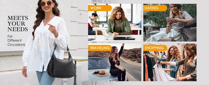 Dulcet Project Genuine Leather Purses for Women Hobo Crossbody Bags Casual Work Shoulder Bag with Adjustable Strap