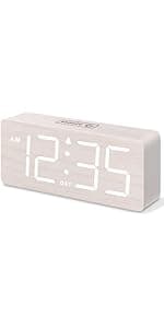 DreamSky Small Digital Alarm Clock for Bederoom, Large Big Numbers Display with Dimmer for Living Room, Electric Bedside Desk Clock with USB Charging Port, Adjustable Volume, USB-C Adapter Powered