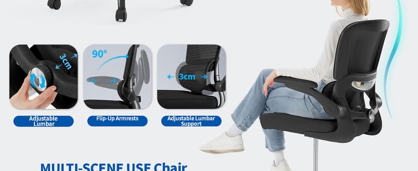 TRALT Drafting Chair - Tall Office Chair for Standing Desk - High Office Chair with Adjustable Footrest Ring Lumbar Support - Tall Office Chairs for Home Office with Flip-Up Armrests (Black)