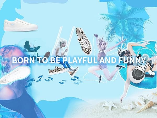 Obtaom Women's White Play Fashion Sneakers Cute Lace up Canvas Shoes Low Top Washed Canvas Flat for Lady