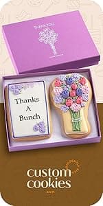 Happy Birthday Gift Basket Custom Sugar Cookies - Happy Birthday Cookies in Gift Box, Hand Decorated Kosher Treats for Women, Her, Wife - Bakery & Dessert Gifts as a Birthday Cake