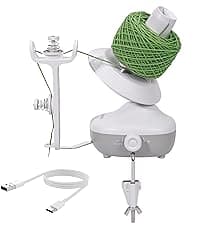 Etcokei Yarn Winder, Electric Yarn Ball Winder for Crocheting, Compact Yarn Cake Winder with Strong Tension Stepless Speed, Automatic Yarn Spinner Wool Winder, Ideal Helper for Knitting Lovers(White)