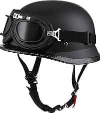 Yesmotor 3/4 Open Face Retro Motorcycle Helmet Vintage Helmet for Motorbike Casco, Moped, Cruiser, Bobber, and Chopper - DOT Approved(Matte Black,L)
