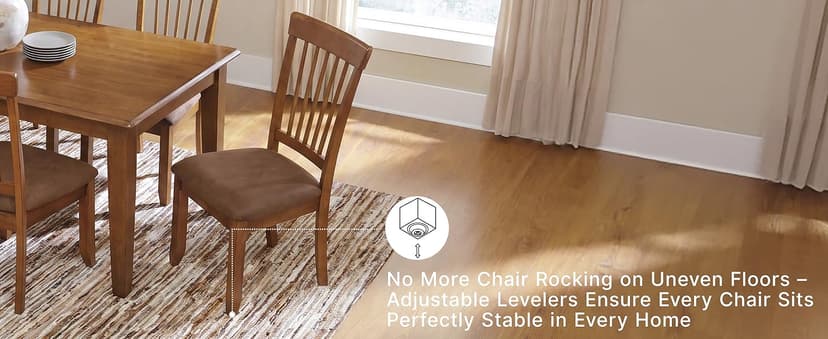 Signature Design by Ashley Berringer Dining Chairs Set of 2, Classic Wood Spindle-Back Design, Cushioned Microfiber Seat, Rustic Finish for Kitchen & Dining Room Chair, Walnut