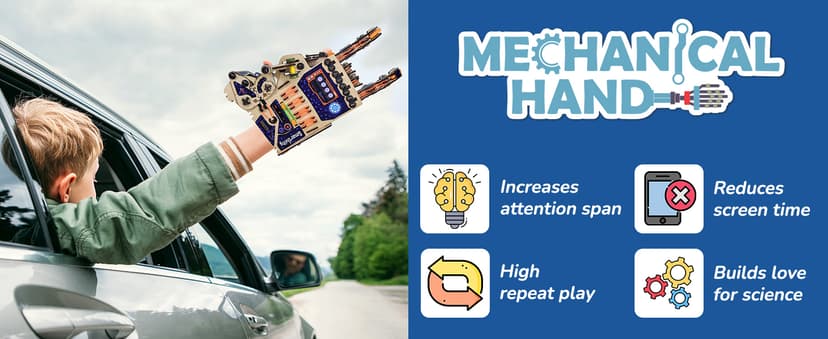 Smartivity DIY Robotic Mechanical Hand STEM Toy for Kids 8-9-10-11-12-13-14 Years Old | 2024 Parents Choice Award Winner I Birthday Gift for Boys & Girls | Engineering Kit for 8-14 Years Old