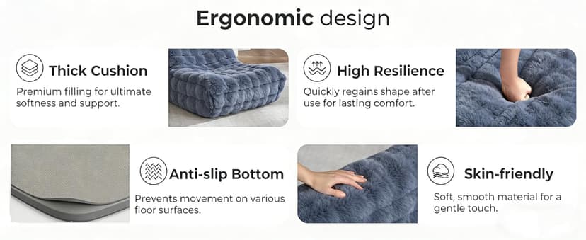 Bean Bag Chairs with Filler Faux Fur Fireside Beanbags Lazy Sofa for Memory Foam BeanBag Chair Bean Bag Sofa for Bedroom, Living Room, Office and Home (Dark Grey)