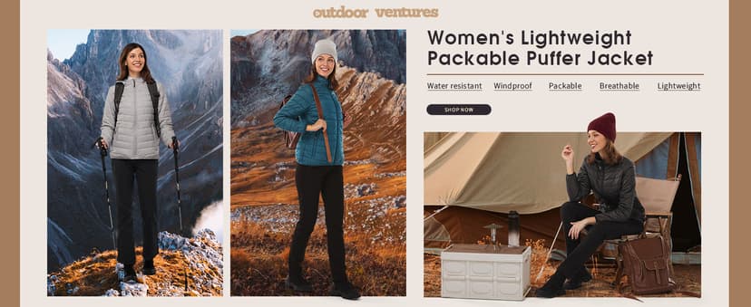 Outdoor Ventures Women's Packable Lightweight Full-Zip Puffer Jacket with Hood Quilted Winter Coat