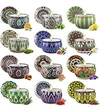 12 Scents, Up to 300-Hour Total Burn, Gift Box Included, Home Fragrance, Birthday, Hostess & Housewarming Gifts Scented Candles Gift Set, 12 Pack Travel Tin Candle Set, Gifts for Women B08T1XYNG9