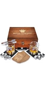 Whiskey Stones Gift Set by Royal Reserve – Artisan Crafted Reusable Chilling Rocks for Scotch – Stocking Stuffer for Men - Bourbon Gifts for Husband Dad Boyfriend Guy