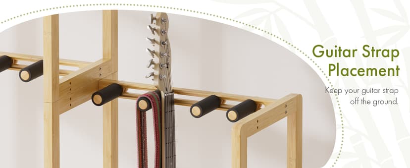 Amazer Guitar Stand, Guitar Rack for Acoustic, Bass, Electric Guitar, Multi Guitar Display Stand Adjustable Bamboo Guitars Holder, Multiple Guitar Stands Floor, for Home Music Studio