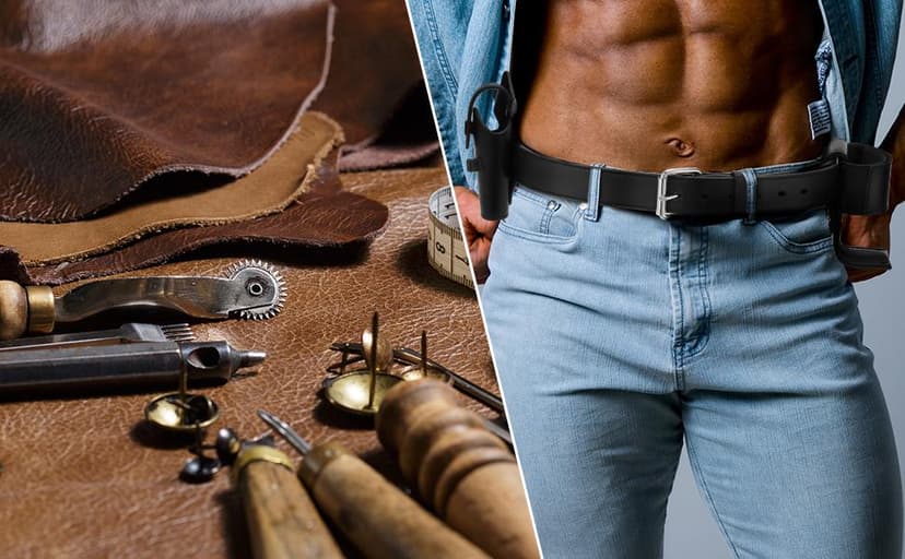 POYOLEE Concealed Carry CCW Leather Gun Belt | Top Grain Leather Belt for Gun Carry | Mens Heavy Duty EDC Belt 1 1/2-Inch