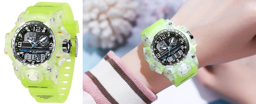 findtime Women's Sport Watch Digital Waterproof Watches Military Watches Analog Outdoor Wrist Watch LED Luminous Alarm Stopwatch Dual Time Wristwatch