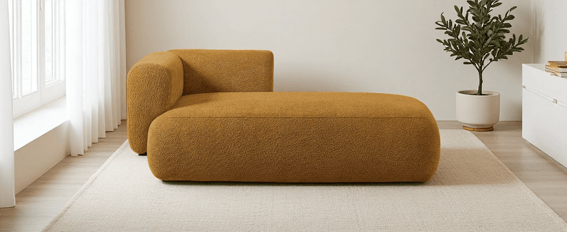 Upholstered Chaise Lounge Indoor for Living Room Bedroom Office Chaise Lounge Sofa:Boucle Fabric Modern Leisure Sofa Recliner Chair Sleeper Indoor (Boucle Cream)