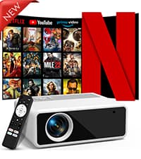 Projector with Two-way Bluetooth, Mini Projector with Projector Screen, Full HD 1080P Portable Video Projector, Home Movie Projector Compatible with HDMI/USB/Smartphone