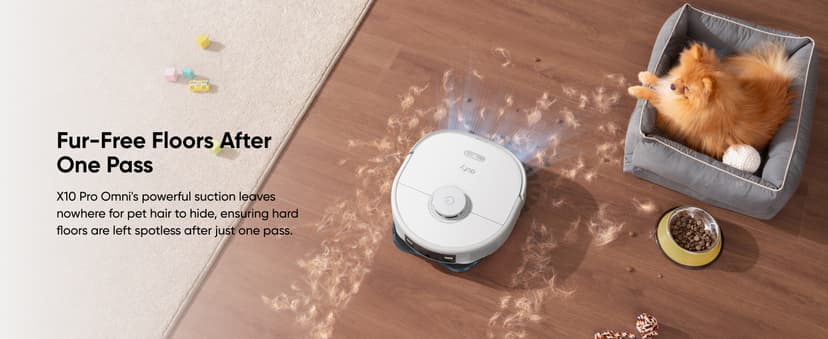 eufy X10 Pro Omni Robot Vacuum and Mop Combo, Incredible Suction, Dual Mops with 12 mm Auto-Lift and Carpet Detection, AI Obstacle Avoidance, Auto Mop Washing&Drying, Self-Emptying, White