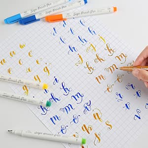 Fudenosuke Brush Pen - 16 Colors Calligraphy Brush Pens for Hand Lettering, Calligraphy, Drawing, Writing, Journaling GC-SB16