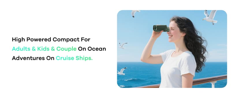 Leacco 10x25 Compact Binoculars for Adults and Kids, Large View Waterproof Small Binoculars with Low Light Vision BAK4 Prism FMC Lens for Cruise Ship Bird Watching Travel Hunting, Military Green