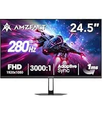 Amzfast 24 Inch Gaming Monitor 200Hz FHD 1080p Fast IPS Computer Monitor, 110% sRGB 1ms HDR Support Adaptive Sync, Eye Care VESA Mount HDMI 2.0 | Display Port 1.4 White Monitor, AMZG24X1W