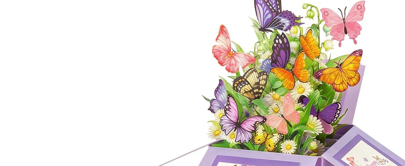 Happy Birthday Gifts Cards for Women, Daughter, Mom, Sister, Friend, Butterflies Greeting Card with Blank Notecard & Envelope Birthday Cards for Women, Butterfly Pop Up Card Box B0FHW31JY5