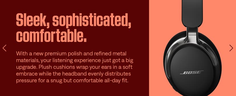 Bose New QuietComfort Ultra Bluetooth Headphones (2nd Gen), Wireless Headphones with Spatial Audio, Over Ear Noise Cancelling with Mic, Up to 30 Hours of Play time, Black