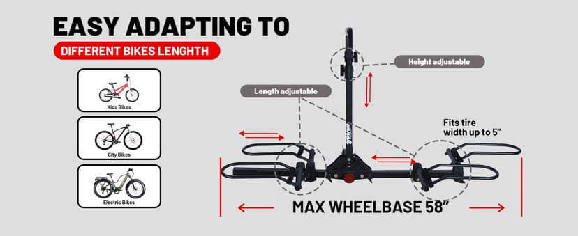 Young Bike Rack Hitch for Car - 200LB 2-Bike Rack Hitch Mount Platform Style Hitch Bike Rack,Smart Tilting & Easy Fold for Car SUV with 2 Inch Receiver,Bike Carrier Fits Up to 5-inch Fat Tire