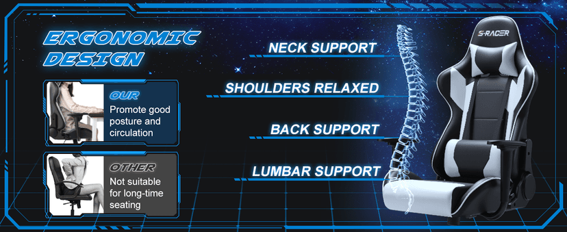 Homall Gaming Chair, Office Chair High Back Computer Chair Leather Desk Chair Racing Executive Ergonomic Adjustable Swivel Task Chair with Headrest and Lumbar Support (White)