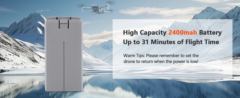 2-Pack Mini 4K Intelligent Flight Battery for DJI Mini 2 / SE / 4K/ 2 SE Drone 2400mah Upgraded Drone Battery Replacement Parts, Up to 31 Minutes of Flying Time