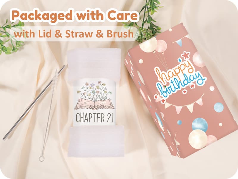 Birthday Gifts for 21 Year Old Female Friend, 2005 Daughter Turning 21, Happy 21st Bday Gifts Idea, 16oz Glass Coffee Tumbler Coolife Chapter 21 Cup, 21st Birthday Gifts for Women Her, 21 year old Girl B0F37WPTCQ