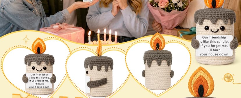 YUEYUQIU Funny Best Friend Birthday Gifts for Women Men, Handmade Crochet Candle Decor, Sarcastic Friendship Presents for Bestie Sister, Cute Birthday Christmas Gag Gift, Dark Humor Desk Accessories B0GHDZ4BJM