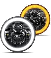 HWSTAR Pair New 1000% Bright Anti-glare 7 Inch Led Headlights Round Compatible with Jeep Wrangler JK JKU TJ LJ Chevy Ford GMC Dodge Mazda Nissan Mack VW etc DOT Approved H6024 Hi/Low Sealed Beam