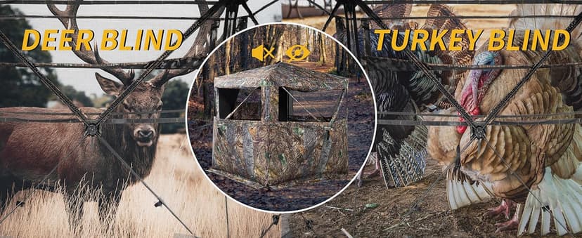FUNHORUN Hunting Blind 270/360 Degree See Through Ground Blind with Carrying Bag, 2/3/4 Person Pop Up Camouflage Tent Portable Concealed Shelter