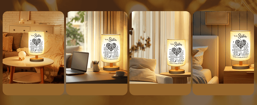 Sisters Gifts from Sister, to Sister Fabric Table Lamp, Sister Valentines Day Birthday Gifts for Sister, Bedside Table Lamp Gifts for Sisters from Sisters Adult