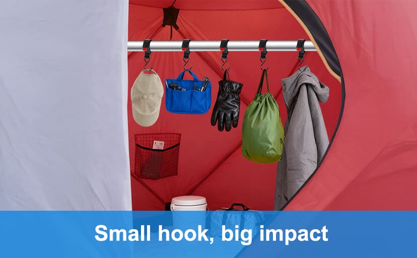 Fabflame 12 Pack Ice Fishing Shelter Tent Hooks, Heavy Duty Ice Fishing Shelters Coat Hooks Accessory Hanger for Ice Fishing Tent, Outdoor Camping, Hunting Blinds, Must-Have Ice Fishing Accessories