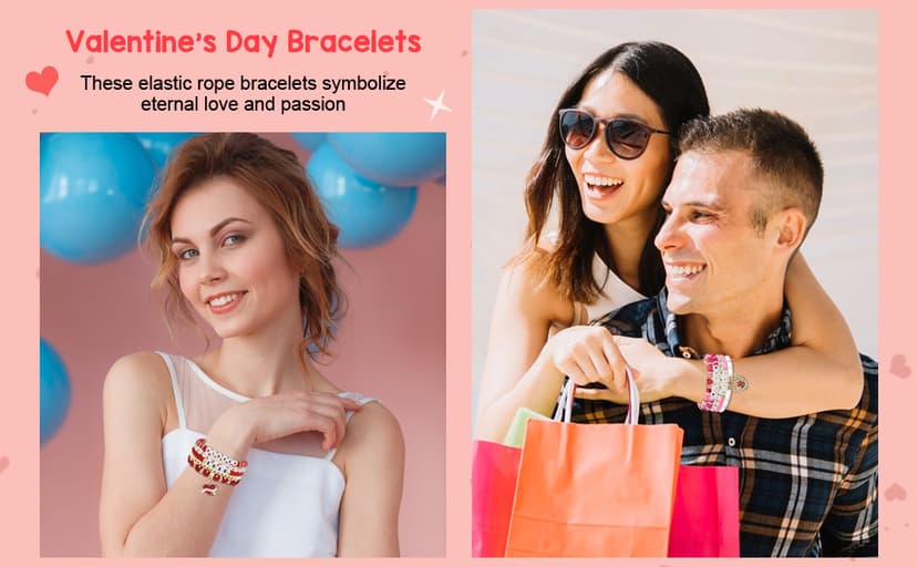 Valentines Gifts For Her - Love Heart Bracelets for Girlfriend, Lover, Best Friends, Wife, Women