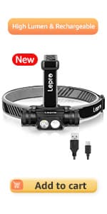 Lepro HeadLamp, 2 Pack Super Bright LED Head lamp with 6 Lighting Modes, Waterproof, Battery Powered LED Lightweight Headlight for Cycling Running Camping for Kids Adults