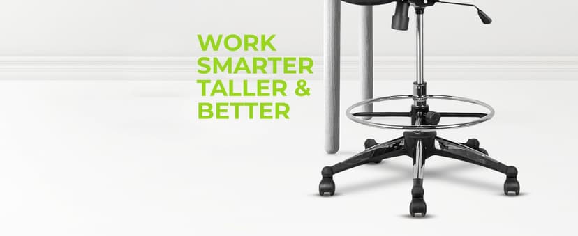 OfficeFactor 300 Lbs Tall Drafting Chair with Adjustable Foot Ring & Flip-Up Arms – Ergonomic Standing Desk Chair, Breathable Mesh Office Chair for Tall Desks, Counter Height & Reception(Black)