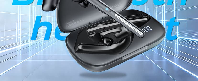 COTOE Bluetooth Headset V5.3, Wireless Earpiece with 500mAh Charging Case Hand-Free Headphones Noise Canceling Mic for Office/Driving/Business,Black