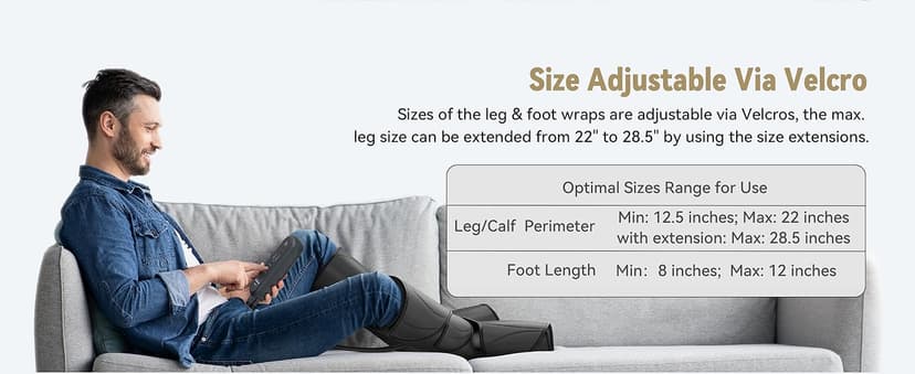 FIT KING Leg Massager for Circulation and Pain Relief, Air Compression Leg and Foot Massager to Relieve Pain Swelling Edema with 2 Size Extensions- Great Gift for Wife Mom and Friend