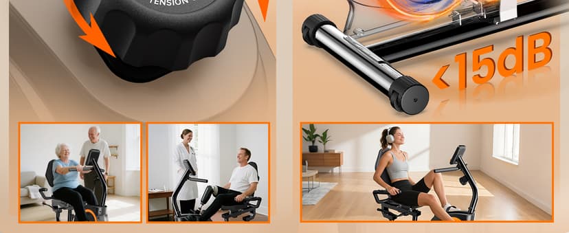 Recumbent Exercise Bike for Home Use, Quiet Recumbent Stationary Bikes for Adults & Seniors, 16-Level Resistance, Adjustable Seat, Supports 400LB, Pulse Sensors & LCD Display