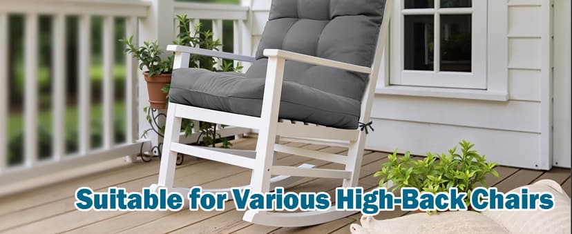 Adirondack Chair Cushion, Thick Indoor/Outdoor Rocking Chair Cushion with High Elasticity PP Cotton Water-Resistant Patio Furniture Cushions High Back Seat Pads for Porch Yard Lawn Chairs 44x19x4