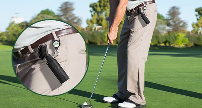 Pro Golf Club Brush Cleaner with Retainer Clip and Squeeze Water Bottle 7.5 Inches Holds 4 Ounces of Water, Essentials Golf Accessories for Men, Best Golf Gifts for Men