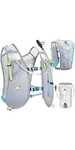Lightweight Hydration Backpack, Running Backpack with 2L Water Bladder, Hydro Water Daypack for Cycling Hiking Rave for Men Women