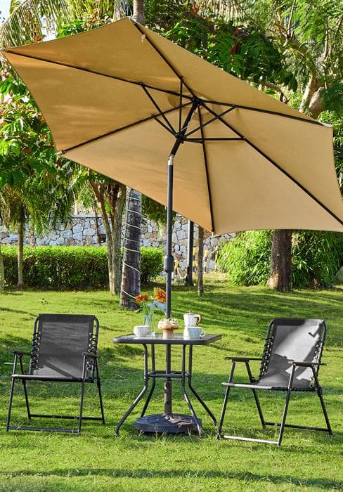 Yaheetech Patio Dining Chairs Set of 4 with Armrests, Outdoor Folding Chairs with Metal Frame and Backrest for Lawn, Garden, Yard and Poolside, Black