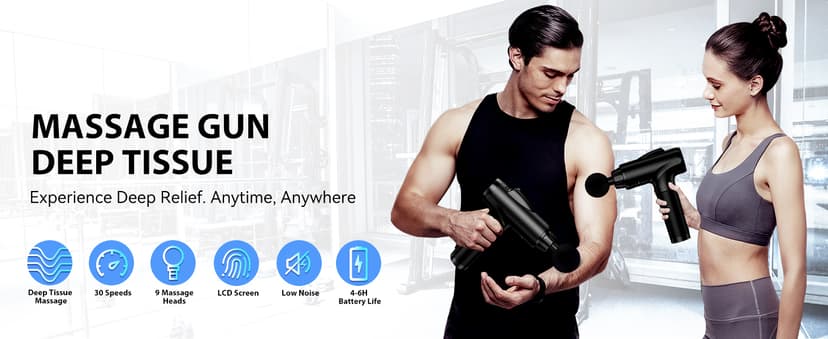 Massage Gun Deep Tissue, Handheld Electric Muscle Massager, High Intensity Percussion Massage Device for Pain Relief with 9 Attachments & 30 Speed(Black)