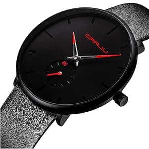 FIZILI Mens Watches Ultra-Thin Minimalist Waterproof-Fashion Wrist Watch for Men Unisex Dress with Leather Band