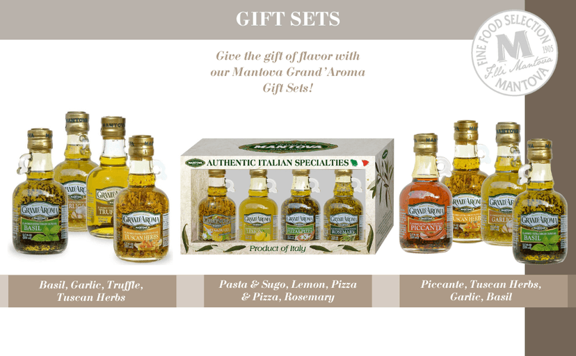 Mantova Grand’Aroma Flavored Extra Virgin Olive Oils, Variety Gift Set, made in Italy, cold-pressed, 100% natural, heart-healthy, for grilling, barbequing, smoking, and cooking, 8.5 oz B000AMXU1Y