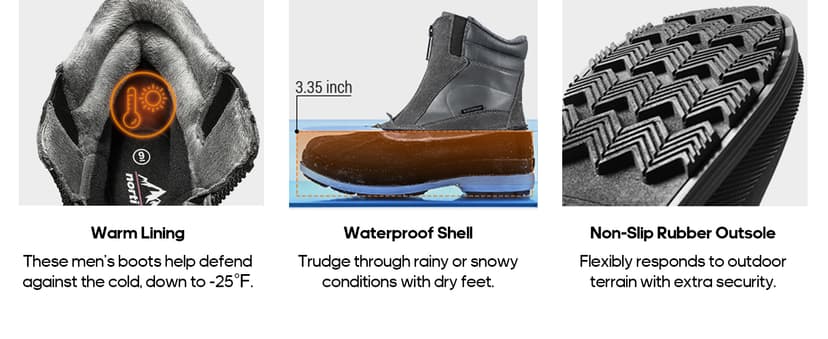 NORTIV 8 Men's Insulated Waterproof Winter Snow Boots Warm Outdoor Boots for Cold Weather