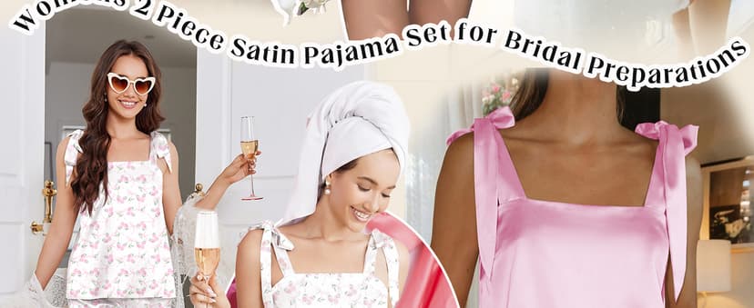 Cute Bridal Pjs, 2 Piece Cami and Shorts Sleepwear for Wedding Day, Bridal Shower, Bachelorette Party, Honeymoon Gifts Ekouaer Womens Silk Pajama Set Bow Tie Knot Tank Top Satin Pjs Sets XS-3XL B0G5PHTL86